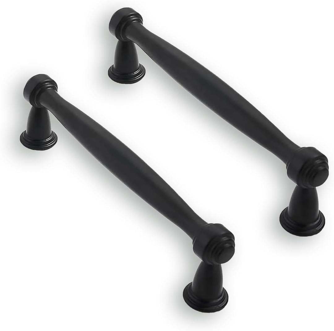 Solid Heavy-Duty 10 Pack 3-1/2 Inch Hole Center Black Cabinet pulls Matte Black is Suitable for Kitchens cabinets vanities Bathroom cabinets