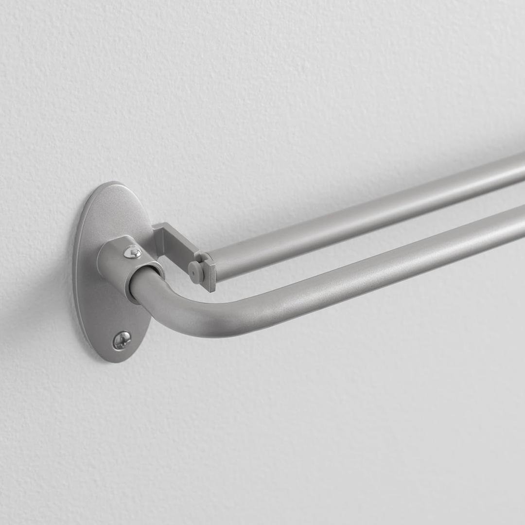 Eclipse Clinton Blackout Curtain Rod, 5/8 Inch Double Bar Wrap Around Adjustable - Fits Windows 48 to 86 Inch, Brushed Nickel Finish