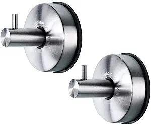 YOHOM Stainless Steel Vacuum Suction Cup Bathroom Shower Holders  Removable Towel Rack, Bathrobe and Loofah Hooks with Brushed Finish