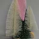 6pcs Mini Christmas Trees Christmas Decor, Artificial Christmas Mini Bottle Brush Trees Tabletop, Christmas Decoration Trees with 4 Size Xmas Holiday Decor (6pcs Green+Pink+Beige)