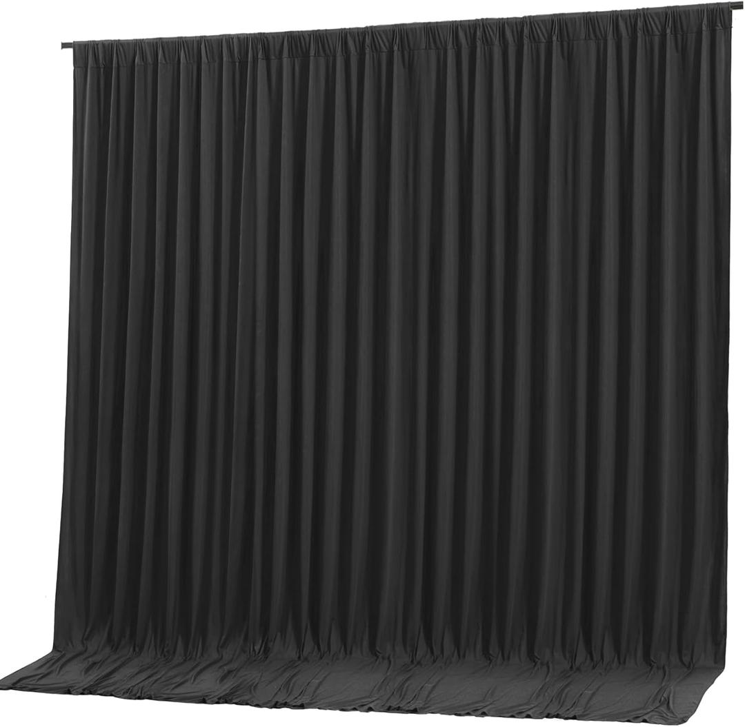 Black Backdrop Curtain 10x10ft - Wrinkle Free Polyester Photo Curtain Backdrop Wedding Back Drop Fabric Drapes for Party Decorations Background for Photography
