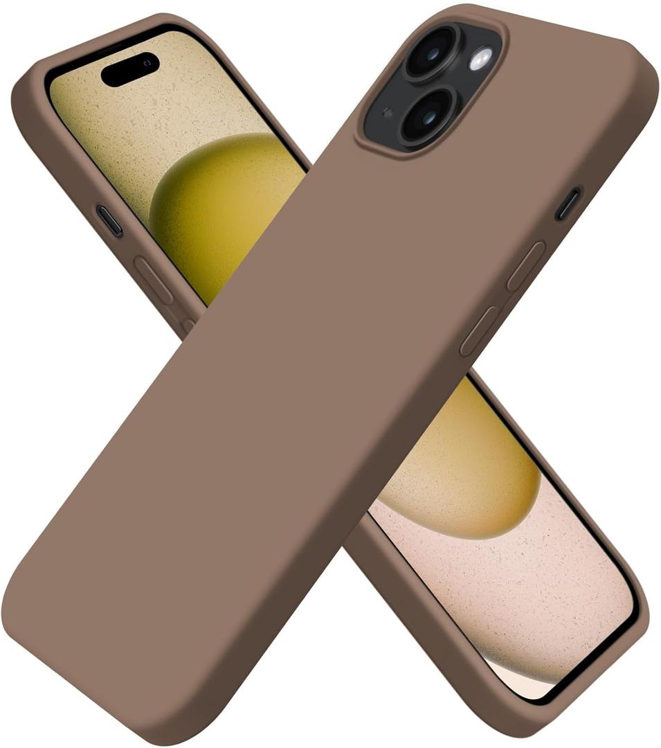 for iPhone 15 Case Liquid Silicone Slim Shockproof Protective Cover 6.1 Inch Anti-Scratch Drop Protection,Light Brown