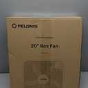 PELONIS 20 Inch Box Fan 3 Speeds, Window Fans, Floor or Tabletop, 25ft/s, 2025 Upgraded, Superior Air Throw (2295 CFM), Lightweight, 5 Blades, Fans for Bedroom, Office, Living Room, Garage , Black 