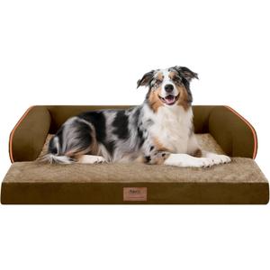 Extra Large Dog Bed-Orthopedic Waterproof XL Dog Bed for XLarge Extra Big Dogs - Foam Couch Sofa Washable with Removable Cover-Brown (38.0"L x 25.0"W x 6.5"Th)