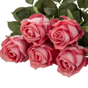 Artificial Realistic Roses Pale Red Flowers 24" Real Touch Silk Roses Bouquet Long Stems Rose for Flower Arrangement Fake Roses Decor for Home Party Wedding Table Centerpieces Roses Realistic - 5 Pcs