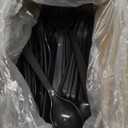 36 PCS Disposable Serving Utensils for Party - 12 Set Including Black Plastic Spoons, Tongs and Forks