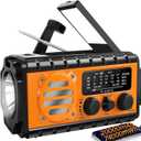 20000mah Hand Crank Emergency Radio, SW/NOAA/AM/FM Weather Radio, Solar Powered Hand Crank Chager with Big Battery Powered, Portable, Cellphone Charge, SOS, Flashlight for Emergency/Home (Orange)