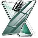 SPIDERCASE Designed for Samsung Galaxy S22 Case, [10 FT Military Grade Drop Protection], 2 Pack [Tempered Glass Screen Protector+Camera Lens Protector] Heavy Duty Shockproof Case, Clear