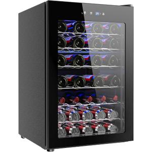 EUHOMY 45 Bottle Wine Cooler Refrigerator, Small Built-in Wine Fridge for Red, White and Champagne, 4.5 Cu.ft Mini Fridge with Adjust Temperature, Black EUHOMY 45 Bottle Wine Cooler Refrigerator, Small Built-in Wine Fridge for Red, White and Champagne, 4.5 Cu.ft Mini Fridge with Adjust Temperature, Black