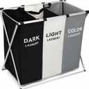 TEEM 3-Section Laundry Basket Organizer, Foldable Hamper with Dividers, 150L Large Capacity, Waterproof 600D Oxford Fabric, Freestanding Lightweight Clothes Sorter Bedroom, Dorm, Bathroom (24x15x26in), 25.6" x 15" x 23.6"