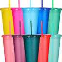 Suertestarry Tumbler with Straw and Lid,Water Bottle Iced Coffee Travel Mug Cup,Reusable Plastic Cups,Perfect for Parties,Birthdays,24oz-10 Pack (10 Pack Glitter, 10 pack)