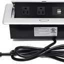 UL Approval Power Strip, Hidden Pop Up Outlet Table Connection Box, Desktop Socket with 2 Outlets & 2 USB Charging Ports for Conference Room Countertop (Silver)