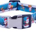 ADOGGYGO Christmas Dog Collar, Deer Santa Xmas Pet Collars Adjustable Soft Blue Christmas Collars for Small Medium Large Dogs (Large)