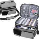Double Layers Medicine Bag with Insulated Compartment Pill Bottle Organizer with Lockable Zipper,Travel Medicine Organizer with Soft Shoulder Straps for Pill Bottles, Medical Supplies