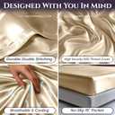 SLEEP SANCTUARY Satin Sheets King Size 4 Piece Luxury Silky Bed Set, Softer Than Silk, 15" Deep Pocket, Cooling & Wrinkle-Free, Moisture-Wicking & Breathable for Hair & Skin (Ivory)
