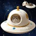 Cat Bed for Indoor Cats - 2 in 1 Large Cat Bed Cave Hideaway with Removable Washable Cushioned Pillow, UFO Cozy Pet Bed for Cats, Kittens & Multi-Cat Families (Up to 25 Lbs)