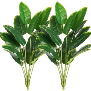 Melorca&Guilla Artificial Plants 2PCS 30Artificial Bird of Paradise Plants,Faux Banana Tree,Fake Plants Tropical Greenery Shrubs Bushes for Garden Porch Window Box Shop Office Home Dcor