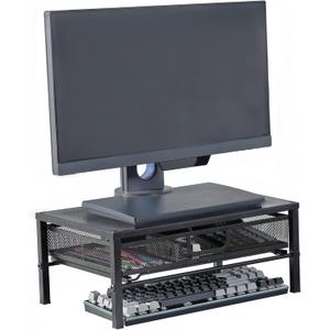 Metal Computer Stand for Desk,Monitor Riser with Drawer ,Desktop Stand for Laptop,Printer and Monitor,Black
