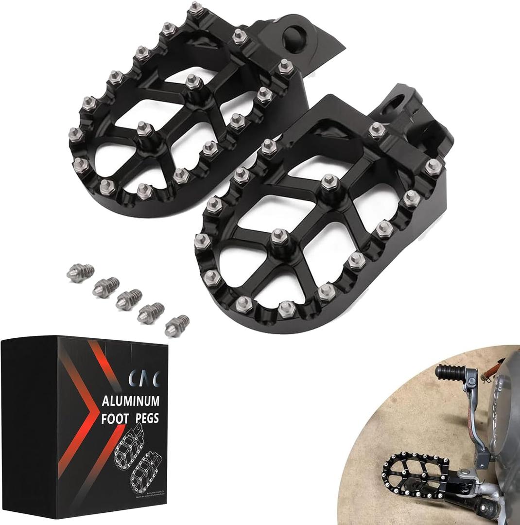 JFG RACING Dirt Bike Foot Pegs,CNC Footpegs Rest Pedal for Pit Bike KX85 01-24/KX65 00-24/KX100 98-20/KLX140 08-24/RM65 03-05/KX80 98-00/KX112 22-24/KLX140L 08-24/KLX140G 17-24/RM100 03-Black