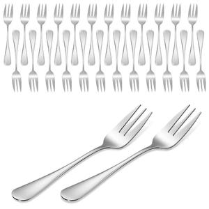 36 Pcs Oyster Fork Appetizer Seafood Forks Portable Stainless Steel 3 Prong Fruit Fork Small Cocktail Salad Dessert Forks for Tasting Crab Escargot Party Travel, 5.5 Inch Silver