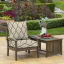 Arden Outdoor Deep Seat Cushion Set, 24 in x 24 in, Patio Cushion for Chair, Sofa, and Couch Tan Diamond Trellis