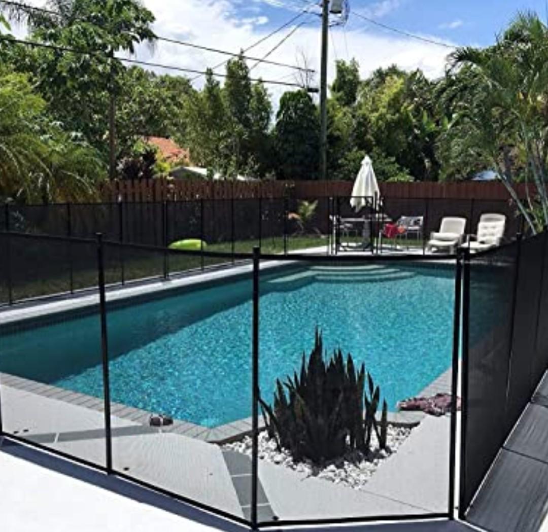 WaterWarden Safety Fence for Inground Pool 5’ x 24’ ft, Guards Children and Pets, UL Certified to ASTM F2288, 5 Foot Tall Removable Protection Barrier, Hardware Included, 2 Sets of 5'x12', Black