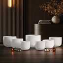 CVNC Crystal Singing bowl Set of 7 for Sound Healing White 7"-12"
