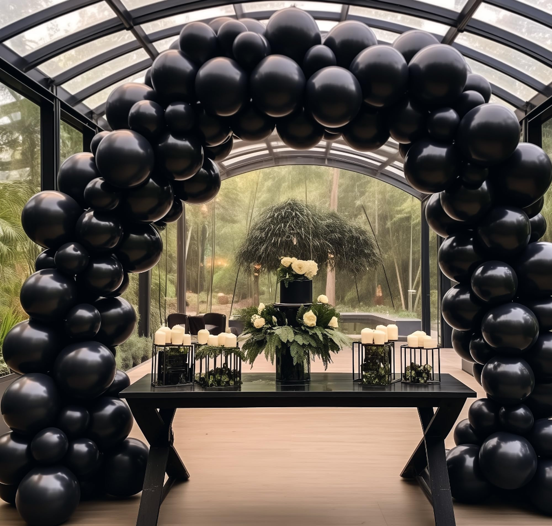 DECOCKRAT Black Latex Balloons Kit - 110PCS Party Balloons, 12'' Helium Balloon Set with Ribbon, Perfect for DIY, Birthday, Baby Shower, Wedding, Anniversary & Holiday Decoration 2 Pack