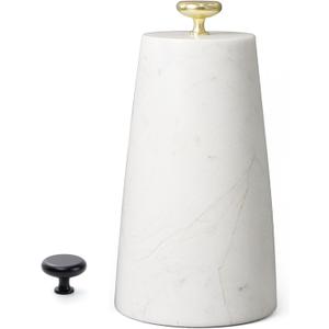 Marble Decorative Door Stoppers, Natural Marble Stone Doorstop with 2 Brass Handle. Heavy Duty Door Stop for Modern Home Decor. Anti-Slip Silicone Base Indoor Door Holder, Weighted Door Stop - White