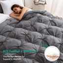 Three Geese Pinch Pleat Waterfowl Feathers and Down Comforter Queen Size Duvet Insert, 1200TC 100% Cotton Fabric, Premium All Seasons Grey Hotel Warm Comforter with 8 Tabs.