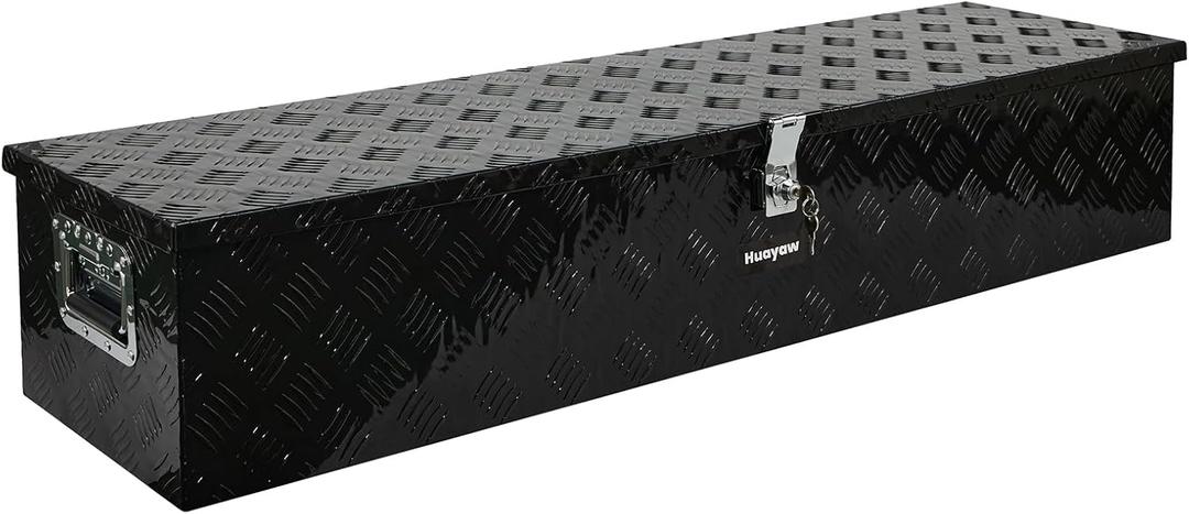 Aluminum Truck Tool Box, Heavy Duty Waterproof Truck Storage Organizer, Pickup Truck Bed RV Trailer with Side Handle, Lock and Keys (Black, 49-INCH)