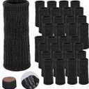 Morvat 32 Pcs Black Chair Leg Socks, Scratch & Noise Hardwood Floor Protectors with Non-Slip Grips, Knitted Furniture Cover Pads for Bar & Stool Legs, Fits All Shapes, Size Small