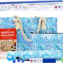 American Mahjong Set with Blue Carrying Bag and Accessories, 160 Deep Blue Engraved Tiles, 4 All-in-One Rack/Pushers, 1.2’’ Mahjong Tile Set, 1.2 x 0.9 x 0.59 inches