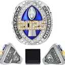 2025 Fantasy Football Championship Ring with Box League Champion Trophy Rings Premium Award for Winne (9, Blue)