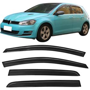 IKON MOTORSPORTS Window Visors Compatible with 2015-2019 Volkswagen Golf MK7, Dark Smoke Factory Style Acrylic Car Rain Sun Window Shade Guard Visor