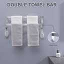 Double Towel Bar Towel Racks for Bathroom, Bath Towel Holders Wall Mount, Stainless Steel Towels Shelves Towel Rail, 2-Tiers (Brushed Nickel, 24 Inches)