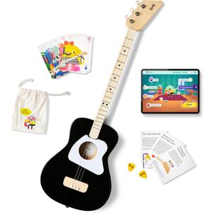 Loog Pro Acoustic kids Guitar 3-strings Ages 6+ Learning App and Lessons Included Black