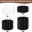 Capoda 5 Pieces Buffet Risers - 12" Cylinder Party Stands with Acrylic Plates Foldable Food Display Risers for Dessert Jewelry Cupcake Catering Supplies Wedding Birthday Party Table Decoration(Black)