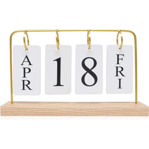 Uguisu Desktop Decor, Wall Calendar, Gold Metal Stand with Paper Monthly Daily Calendar, Home Decor, Living Room Decor, Hallway Decorative Ornament, Reusable Office Accessory.