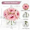 Hollyone Light Pink Peonies Artificial Flowers with Vase Faux Flowers Peony Fake Flowers Silk Flower Arrangements in Glass Vase with Faux Water for Bathroom Table Centerpiece Shelf Home Decor