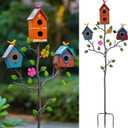 Multi-Bird Houses for Outside with Pole, Durable Colorful Birdhouse on Stake, Easy Clear, Metal Bird Houses for Outside