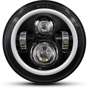7 Inch LED Halo Headlights with Amber Turn Signal White DRL Compatible with Jeep Wrangler JK TJ CJ Chevy Blazer C10 Camaro Ford F150 F250 F350-1PC