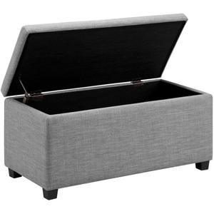 Amazon Basics Upholstered Rectangular Storage Ottoman and Entryway Bench, Polyester, Light Gray, 35.5"W x 16.5"D x 17"H