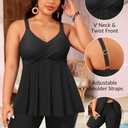 Aqua Eve Plus Size Tankini with Shorts - Two Piece Swimsuit Tummy Control Bathing Suit Flowy Swimwear 2026 (Black), Size 20W 