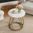 O&K FURNITURE Gold Side Table for Living Room, Round End Table with Metal Frame, Contemporary Nightstand, Bedroom & Home Office, 1PC, 23.62 inches x 23.62 inches x 25 inches