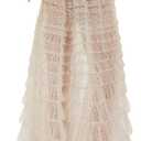 UAURORAO Women Tulle Slip Maxi Skirt Ruffle Pleated Lace Slip Skirt See Through Underskirt Layered Tutu Skirt Petticoat (Large, Pin Dot White)