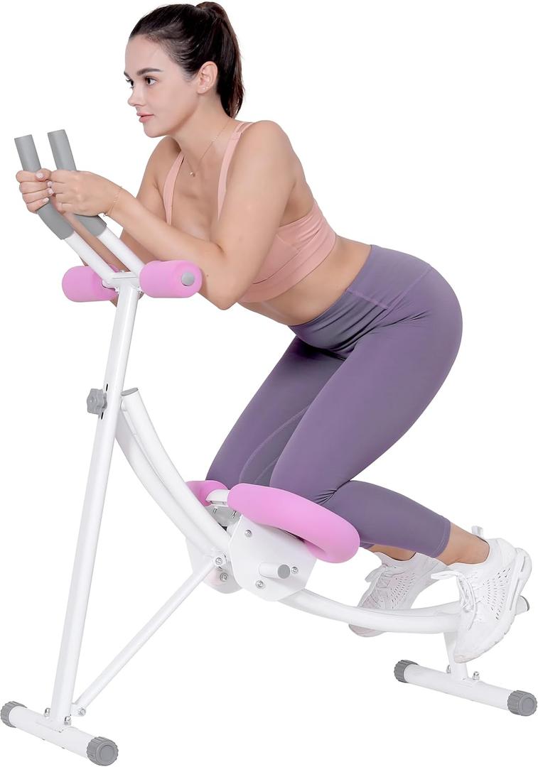 LanPavilion Ab Workout Equipment, Ab Machine with Height Adjustable and Stability, Ab Workout Equipment Home Gym Coaster for Stomach at Office with LCD Display-Christmas Gift Choice, Pink