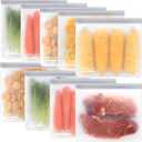SPLF 9 Pack Reusable Gallon Freezer Bags Dishwasher Safe, Gray