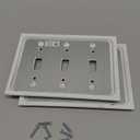 2-Pack Triple Toggle Light Switch Cover Plate, White Decorative Switch Plate Covers, Natural Bamboo Fiber 3 Gang Wall Plate, Corrosion Resistant