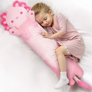 Mewaii Long Axolotl Plush 5 Sizes, 120% Extra Filling Giant Plushness Kids Body Pillow, Kawaii Cute Pink Axolotl Stuffed Animals Plushies, Big Long Body Pillow Cat Plush Gift for Girls 44 (43.3in/110cm)